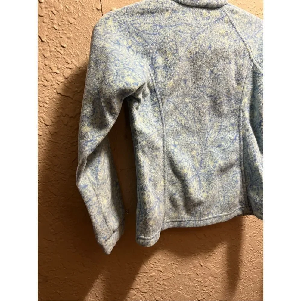 Columbia Girls Full Zip Blue Patterned Fleece Jacket Youth Size Medium 10/12